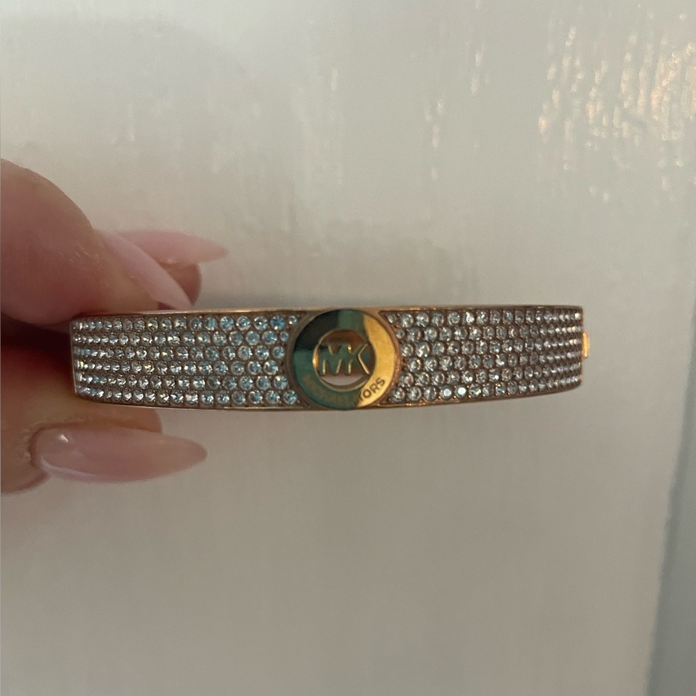 Women’s Michael Kors Pave Crystal & Rose Gold Cuff Bangle Bracelet - Picture 11 of 16